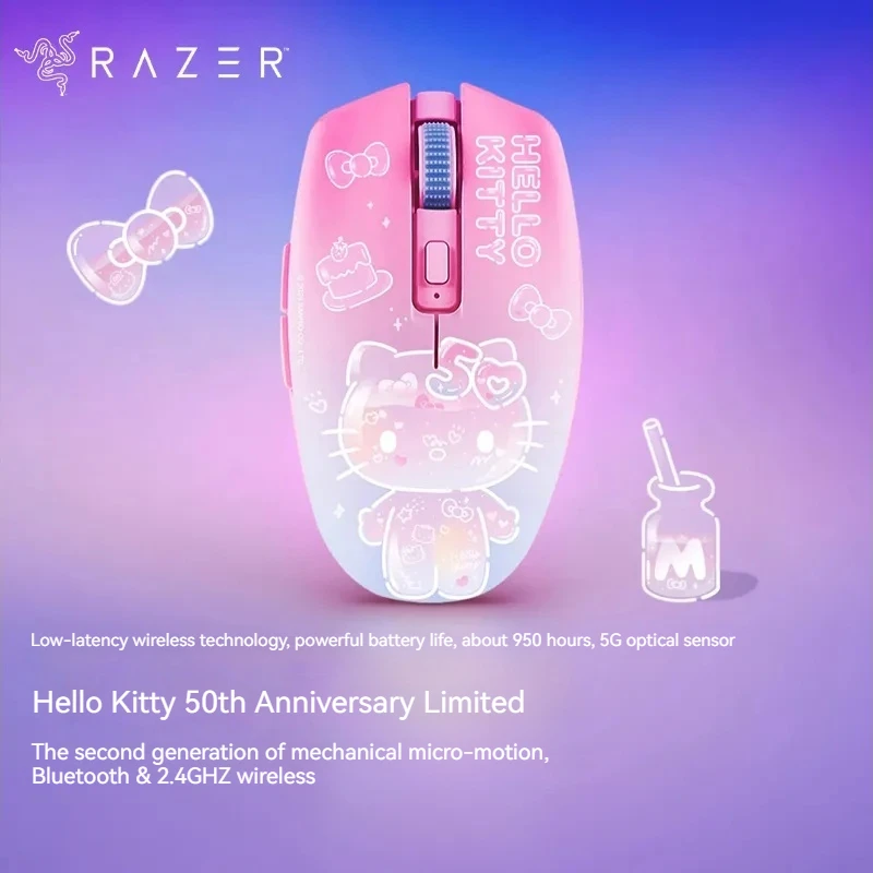 Razer Sanrio Hello Kitty 50th Anniversary Limited Edition Pink Wireless Mouse Dual Modes Hyperspeed 2.4ghz Wireless + Bluetooth
Razer Sanrio Hello Kitty 50th Anniversary Limited Edition Pink Wireless Mouse Dual Modes Hyperspeed 2.4ghz Wireless + Bluetooth