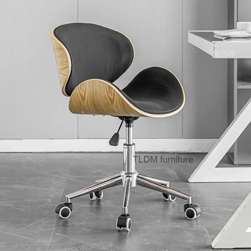 

Офисное кресло из массива дерева, креативная мебель для спальни, компьютерное кресло для домашнего кабинета, студенческие подъемные вращающиеся офисные стулья с роликами
