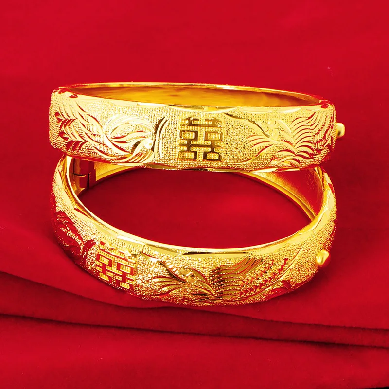 Classical Color 24K Yellow Gold Bangle for Bridal Opening Bracelet Bangle Valentine's Day Wedding Engagement Jewelry Gifts
Classical Color 24K Yellow Gold Bangle for Bridal Opening Bracelet Bangle Valentine's Day Wedding Engagement Jewelry Gifts