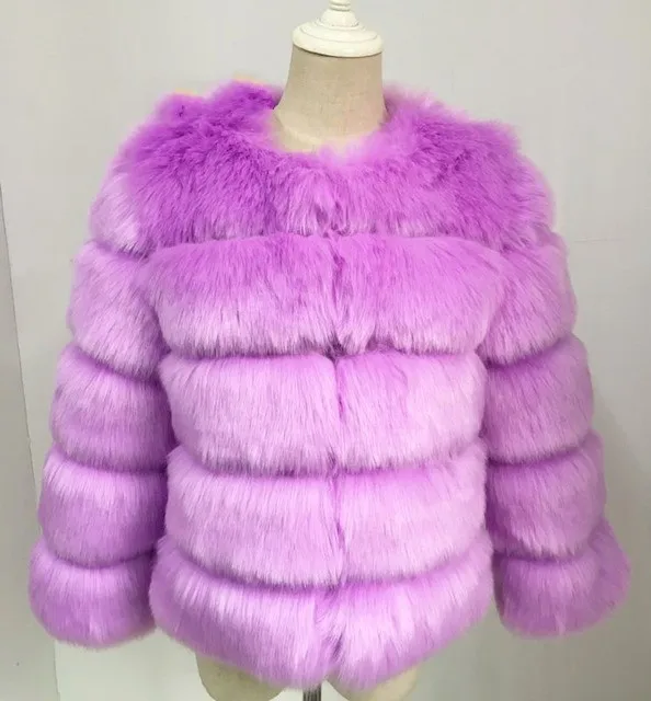 

Women's Fashion Faux Fur Coat Super Hot Autumn Winter Women Short Faux Fox Fur Fluffy Jacket High Quality 7xl Ladies Furry Coats