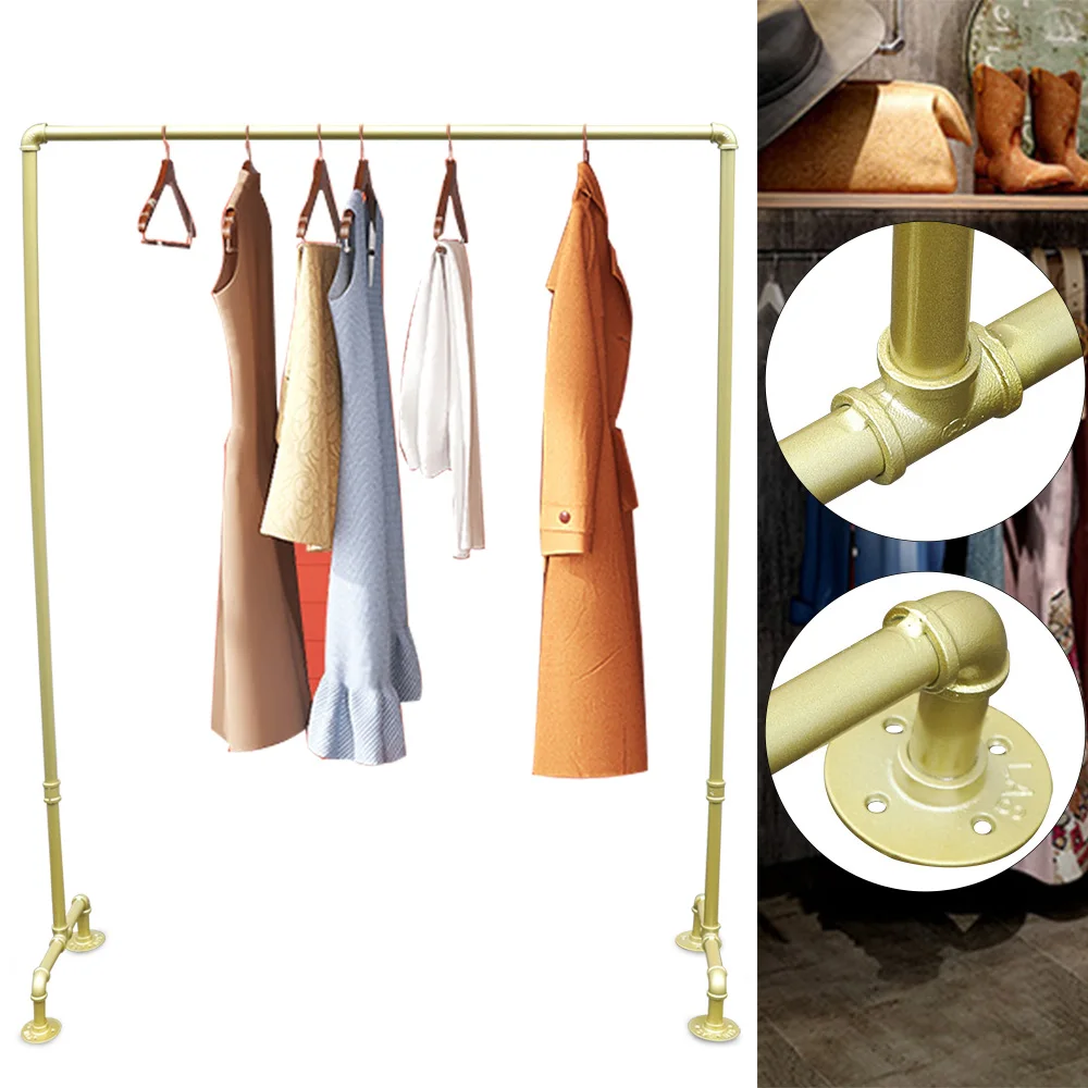 Gold Iron Industrial Pipe Clothing Rack, Clothing Floor Garment Display Stand, Clothes Hanger Organizer
Gold Iron Industrial Pipe Clothing Rack, Clothing Floor Garment Display Stand, Clothes Hanger Organizer