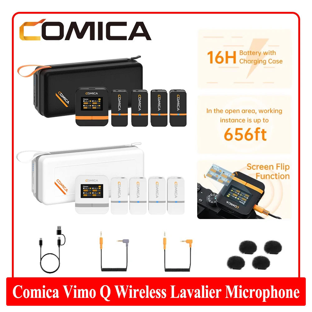 

Comica Vimo Q Four-Channel Mini Wireless Lavalier Microphone for Camera Smartphone PC Video Recording Interview Youtuber Vlogger