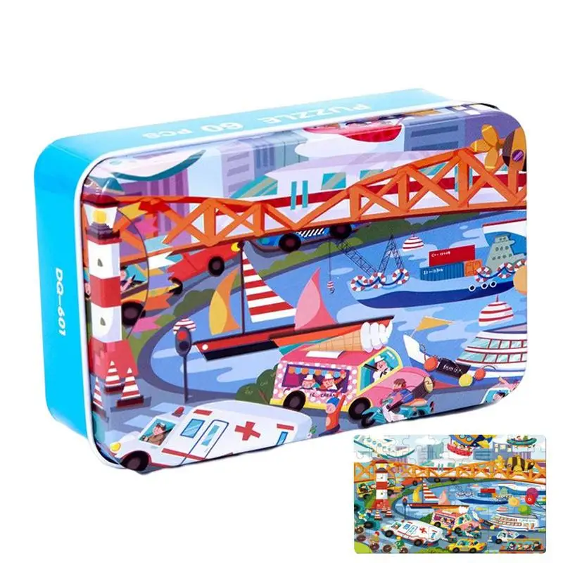 

Toddler Puzzles Paper Cartoon Jigsaw Puzzles In A Storage Box Early Developmental STEM Toys Preschool Learning Toys For Toddlers