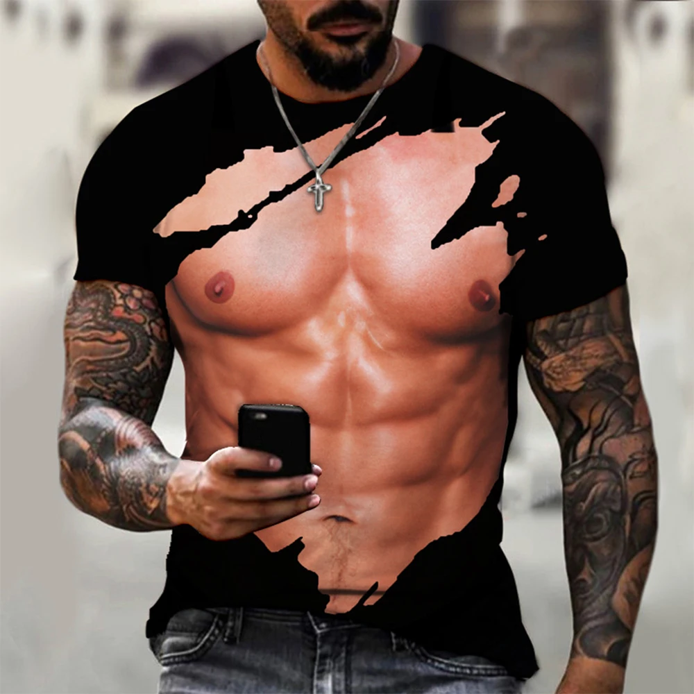 T-Shirt Men Summer 3D Muscle Printed Short Sleeve Creative Pattern Funny Chest Tops Tees Men\\'s T-shirts Hip-Hop Streetwear
T-Shirt Men Summer 3D Muscle Printed Short Sleeve Creative Pattern Funny Chest Tops Tees Men\\'s T-shirts Hip-Hop Streetwear