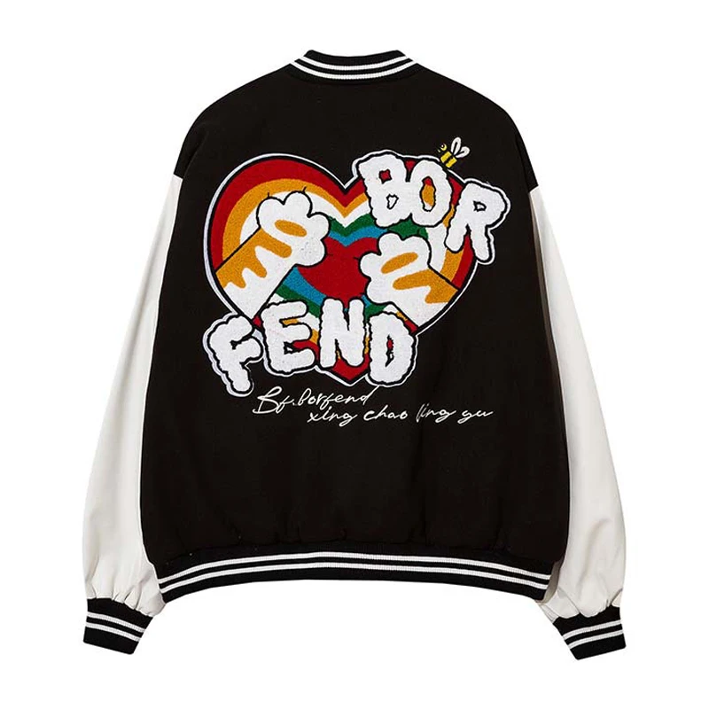 Contrast Paneled Baseball Outerwear Men Autumn Casual Love Letter Flocking Baseball Jackets High Street Loose Sleeve PU Jacket
Contrast Paneled Baseball Outerwear Men Autumn Casual Love Letter Flocking Baseball Jackets High Street Loose Sleeve PU Jacket