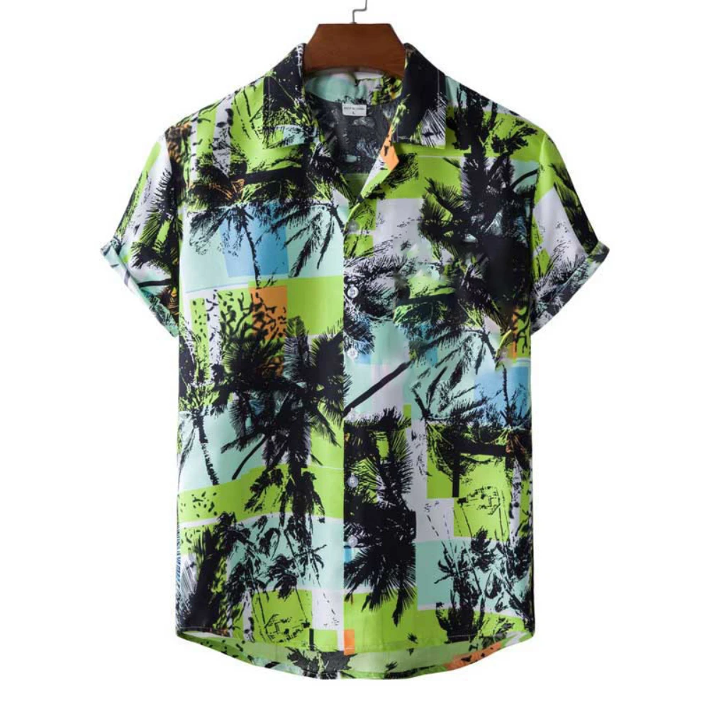 Hawaiian men's 3D palm print shirt, button short sleeve shirt, beach party, holiday, Aloha, 5XL
Hawaiian men's 3D palm print shirt, button short sleeve shirt, beach party, holiday, Aloha, 5XL