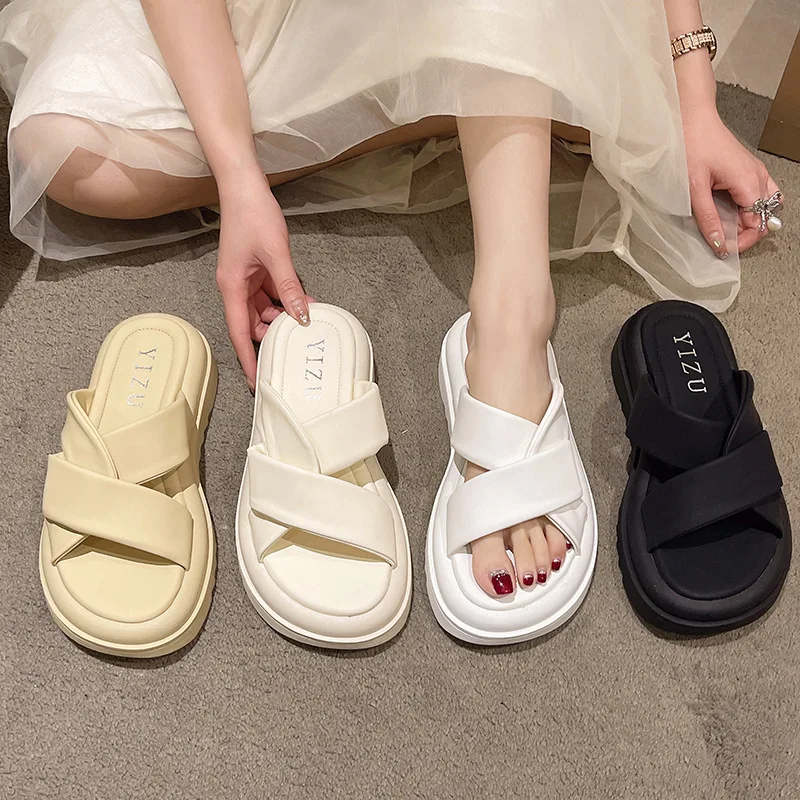 Women Fashion Design Casual Slippers Hook Loop Open-toed Outside Women Outdoor Cross-tied Slippers Platform Soft-soled Sandals
Women Fashion Design Casual Slippers Hook Loop Open-toed Outside Women Outdoor Cross-tied Slippers Platform Soft-soled Sandals