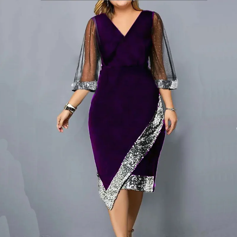 New Fashion Mesh Dress for Women Elegant Gold Velvet Dress Fashion Irregular Sequin Dresses Half Sleeve V-neck Summer Robe 26180
New Fashion Mesh Dress for Women Elegant Gold Velvet Dress Fashion Irregular Sequin Dresses Half Sleeve V-neck Summer Robe 26180