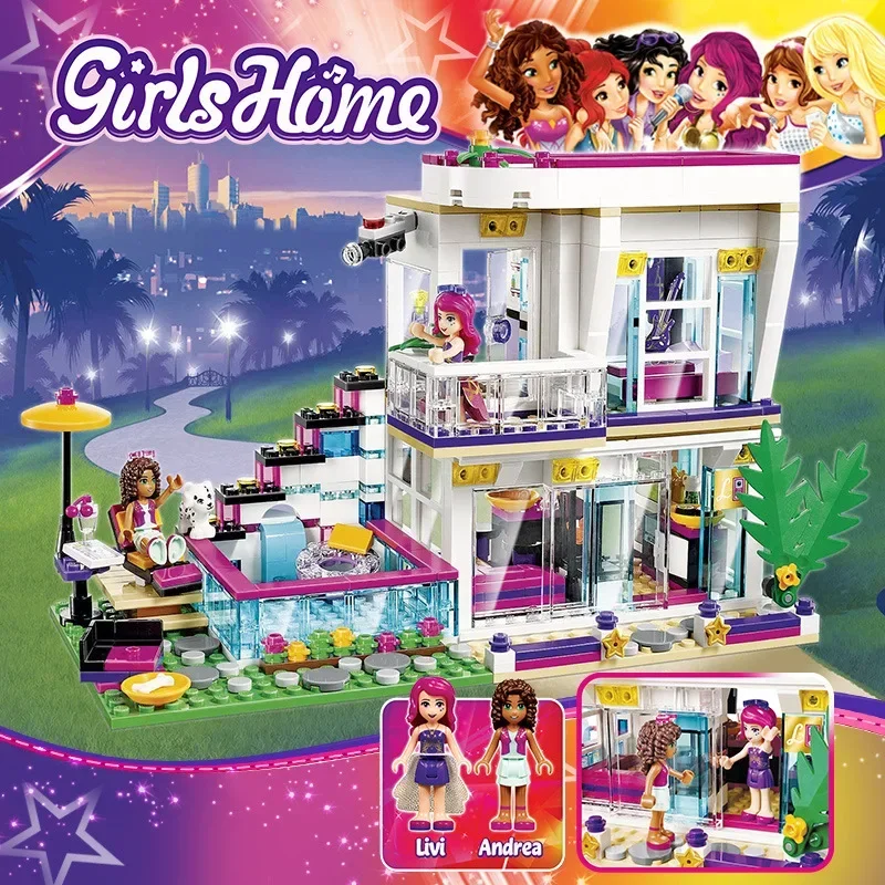 NEW 760pcs Pop Star House Building Block Compatible 41135 Livi Friends For Girls Figures Bricks Educational Toys For Children
NEW 760pcs Pop Star House Building Block Compatible 41135 Livi Friends For Girls Figures Bricks Educational Toys For Children