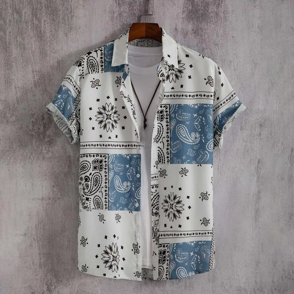 Men Summer Beach Shirt Colorful Print Short Sleeves Single-breasted Cardigan Mid Length Turn-down Collar Men Top Vacation Tops
Men Summer Beach Shirt Colorful Print Short Sleeves Single-breasted Cardigan Mid Length Turn-down Collar Men Top Vacation Tops