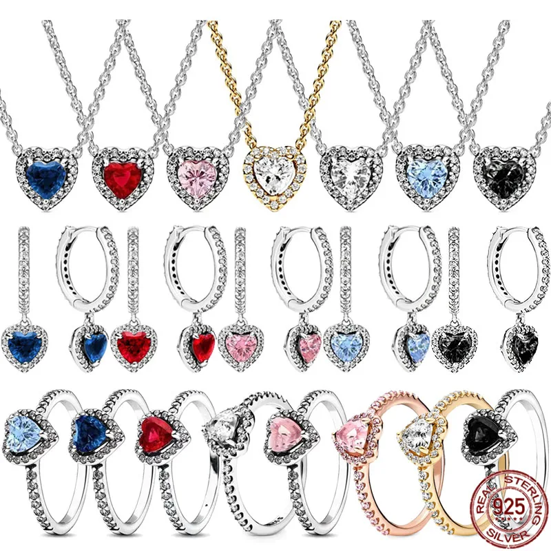 New 925 Sterling Silver Exquisite Various Colors Classic Heart shaped Earrings Ring Necklace Light Luxury Charm Jewelry Gifts
New 925 Sterling Silver Exquisite Various Colors Classic Heart shaped Earrings Ring Necklace Light Luxury Charm Jewelry Gifts
