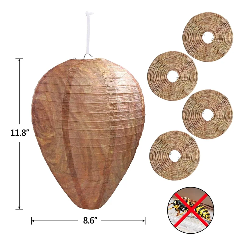 

Nest Decoy, 6 Pieces Hanging Fake Nest Natural Fake Nest Repellent Waterproof Safe Fake Trap Non-Toxic Paper Decoy