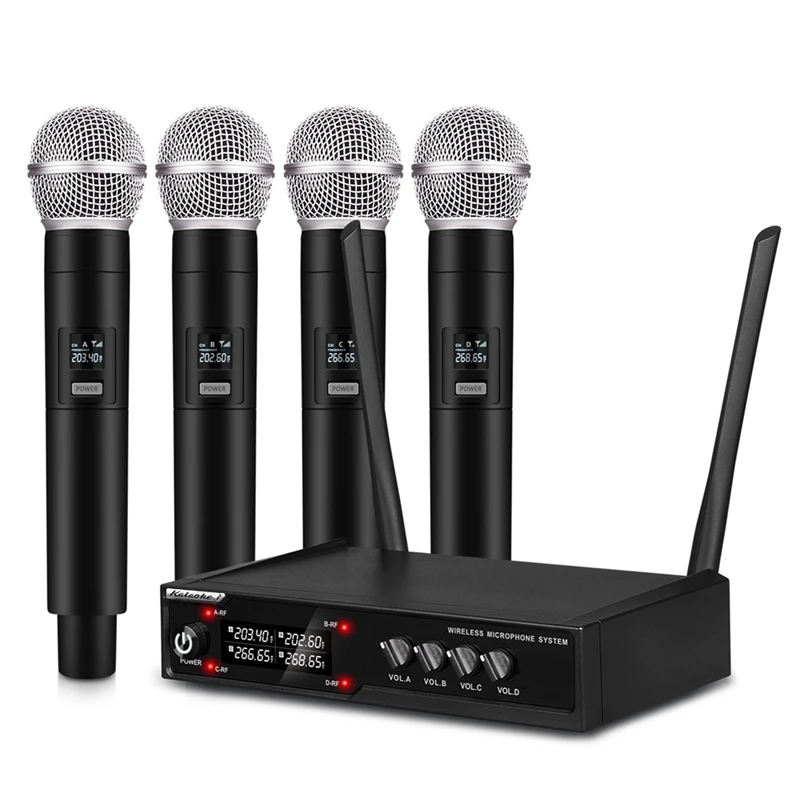 

VM304 Audio 4-Channel Wireless Microphone System Handheld Mic 80M Range For Karaoke Speech Singing Portable Set