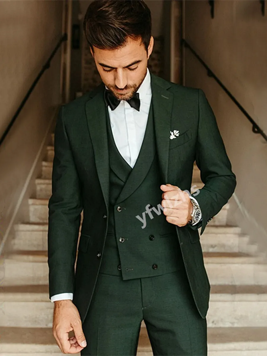 

Customized Men's Suit Notch Lapel Groom Tuxedos Jacket Blazers Halloween Costume Elegant For Luxury Man Suit's For Wedding 5115