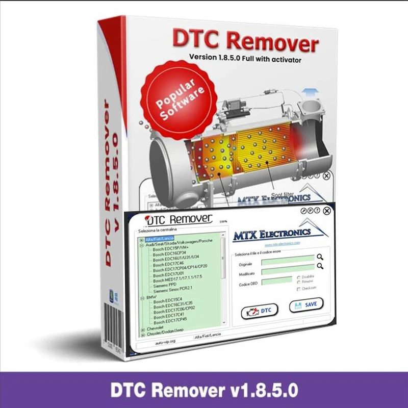 

DTC Remover 2021 For KESS KTAG FGTECH OBD2 Software MTX DTC Remover 1.8.5.0 With Keygen+9 Extra ECU Tuning SW Software ECU Fault