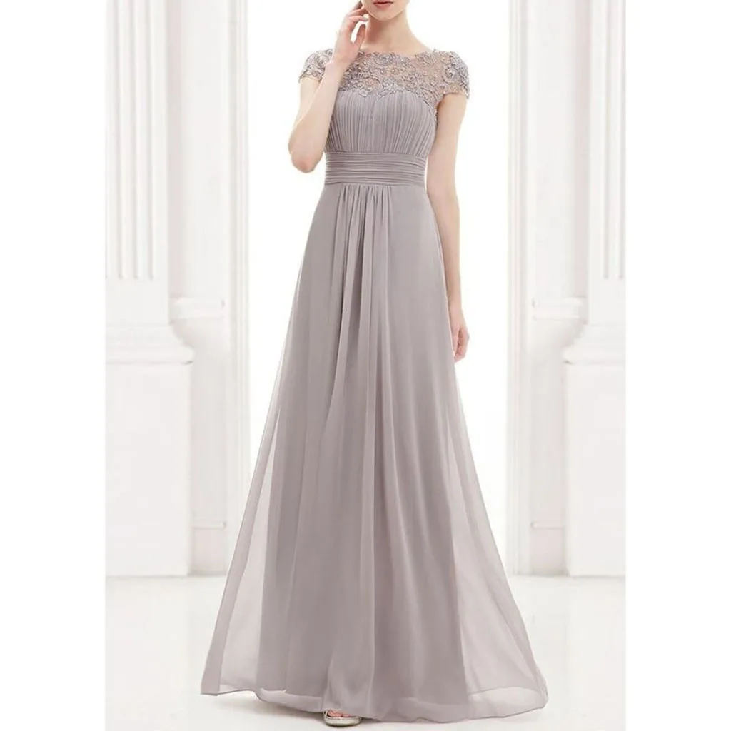 

Элегантное Длинное Платье женское свадебное платье для подружек невесты женское винтажное шифоновое Летнее Платье макси с коротким рукавом для выпускного вечера 2024