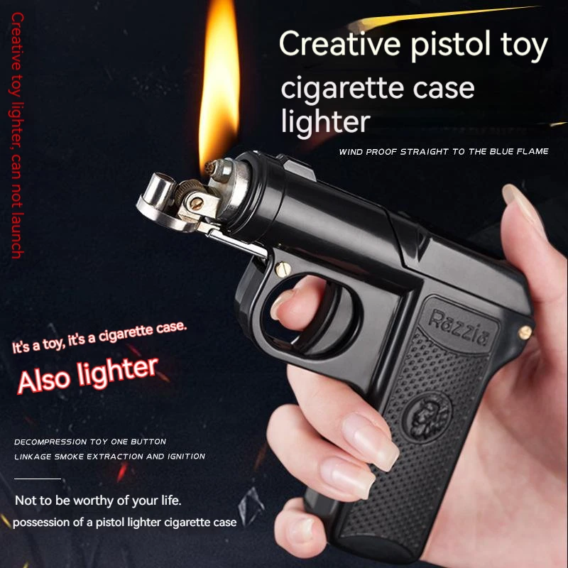 New Pistol Unusual Gasoline Lighter kerosene Sand Wheel Ignition Lighter Cigarette Box 6PCS Windproof Cigar Cigarette Lighter
New Pistol Unusual Gasoline Lighter kerosene Sand Wheel Ignition Lighter Cigarette Box 6PCS Windproof Cigar Cigarette Lighter