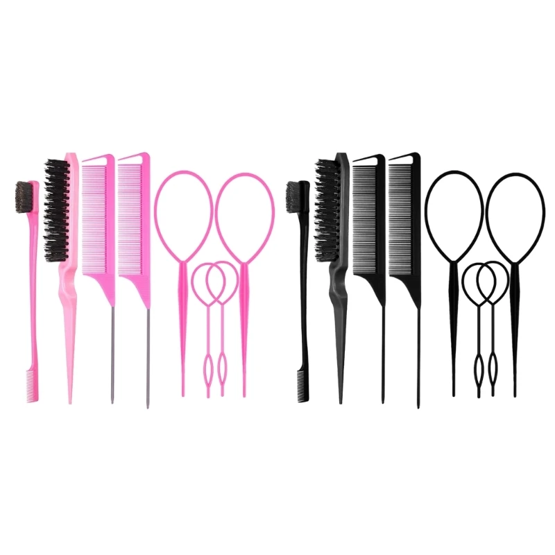 

8 Pieces Hair Tail Tools Set Rat Tail Comb Styling Combs Teasing Combs Parting Combs French Braid Tool Loop for Women