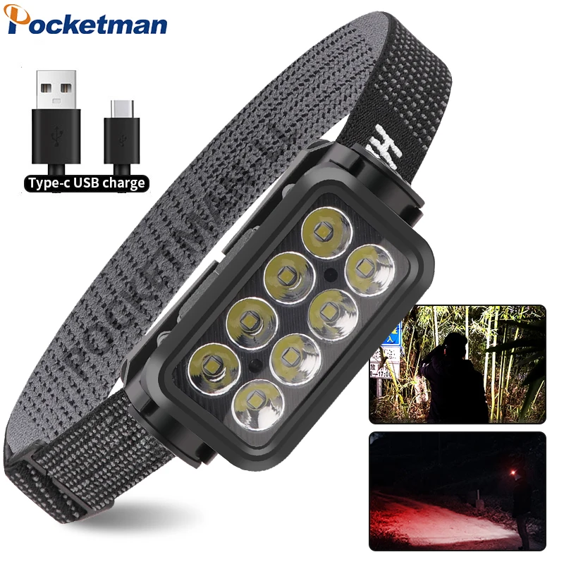 8Leds Sensor Headlamp Rechargeable Head Flashlight Built in Battery Hiking Headlight Running White & Red Lighting Lantern Bulb
8Leds Sensor Headlamp Rechargeable Head Flashlight Built in Battery Hiking Headlight Running White & Red Lighting Lantern Bulb