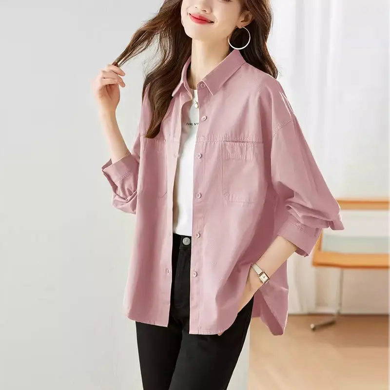2024 Spring And Autumn New Korean Edition Loose Shirt Coat Women's Long Sleeve Simple Temperament Shirt Loose Casual Top
2024 Spring And Autumn New Korean Edition Loose Shirt Coat Women's Long Sleeve Simple Temperament Shirt Loose Casual Top