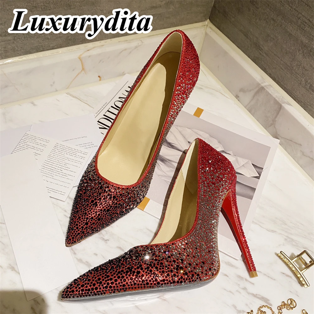 LUXURYDITA Womens Sandals Luxury Inset Crystal High Heels Designer Customized Red heel Socialite Dinner Ceremony Shoes H1345
LUXURYDITA Womens Sandals Luxury Inset Crystal High Heels Designer Customized Red heel Socialite Dinner Ceremony Shoes H1345