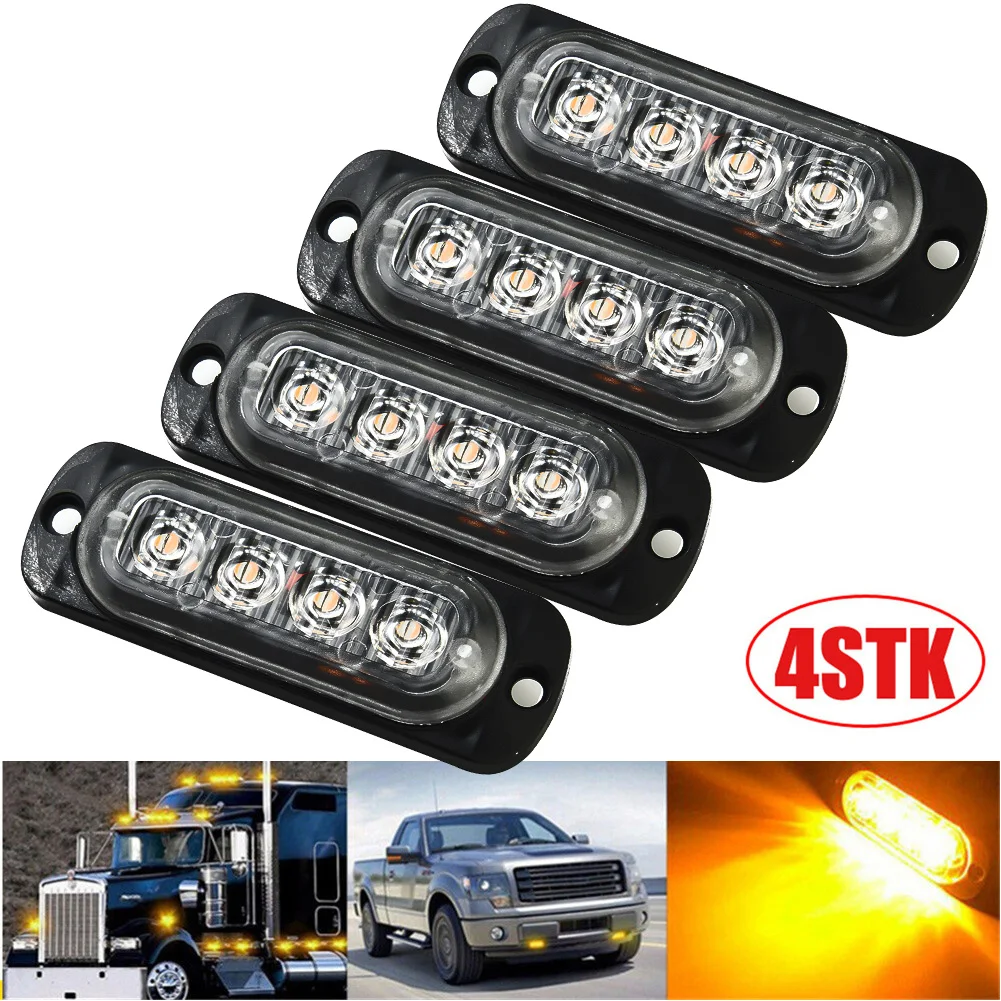 4Pcs 4Led Side Warning Light Grille Lightbar Car Truck Beacon Lamp Amber Beacon Panne 12/24V For Police Truck SUV Motorcycle
4Pcs 4Led Side Warning Light Grille Lightbar Car Truck Beacon Lamp Amber Beacon Panne 12/24V For Police Truck SUV Motorcycle