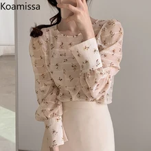 Koamissa Women Spring Summer See-through Tops Korean style O Neck Floral Print Chiffon Blouse Casual Long Sleeve OL Shirt Blusas
Koamissa Women Spring Summer See-through Tops Korean style O Neck Floral Print Chiffon Blouse Casual Long Sleeve OL Shirt Blusas