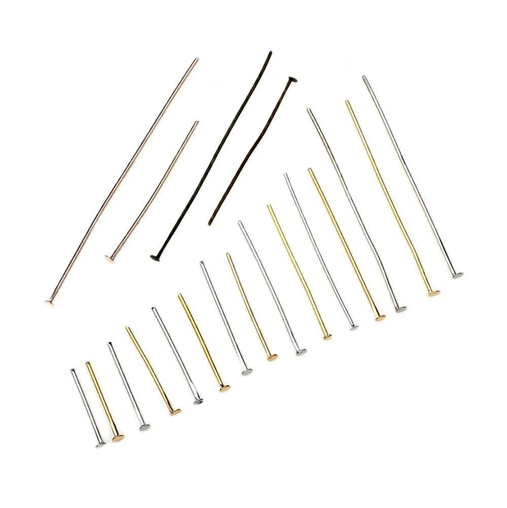 

100PCS 18/20/22/25/30/35/45/50/60MM Dia 0.8mm Flat Head Pins KC Gold/Bronze/Rhodium/Rose Gold Headpins For Jewelry Findings