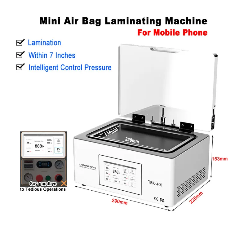 

LY-TBK 401 Upper Case Visual Mini Air Bag Laminating Machine 7 Inch For Flat Curved Screen Repair OCA Laminator Air Debubble