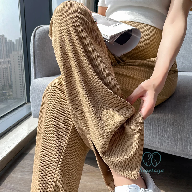 

Side Splits Narrow Straight Maternity Pants 2024 Spring Summer Elastic Waist Belly Clothes for Pregnant Women Casual Pregnancy