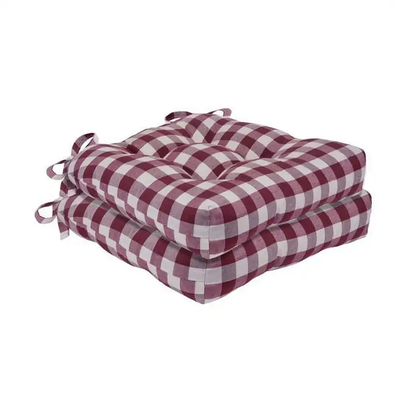 

Polyester & Cotton Tufted Chair Seat Cushions, Checkered Burgundy, 16 in x 15 in x 3 in, Set of Two Chair pink Floor chairs Bag