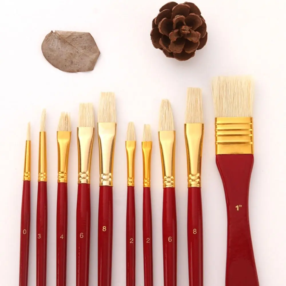 

10Pcs/set Nylon Hair Tips Paint Brushes Set Gouache Professional Watercolor Brushes Kits Anti-Shedding Multifunctional