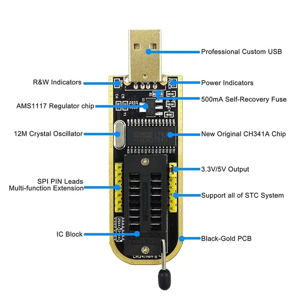 Module USB Programmer Electronic Components 1 Set 24 EEPROM 25 SPI Flash BIOS Burner Chip CH341A Series Writer
Module USB Programmer Electronic Components 1 Set 24 EEPROM 25 SPI Flash BIOS Burner Chip CH341A Series Writer