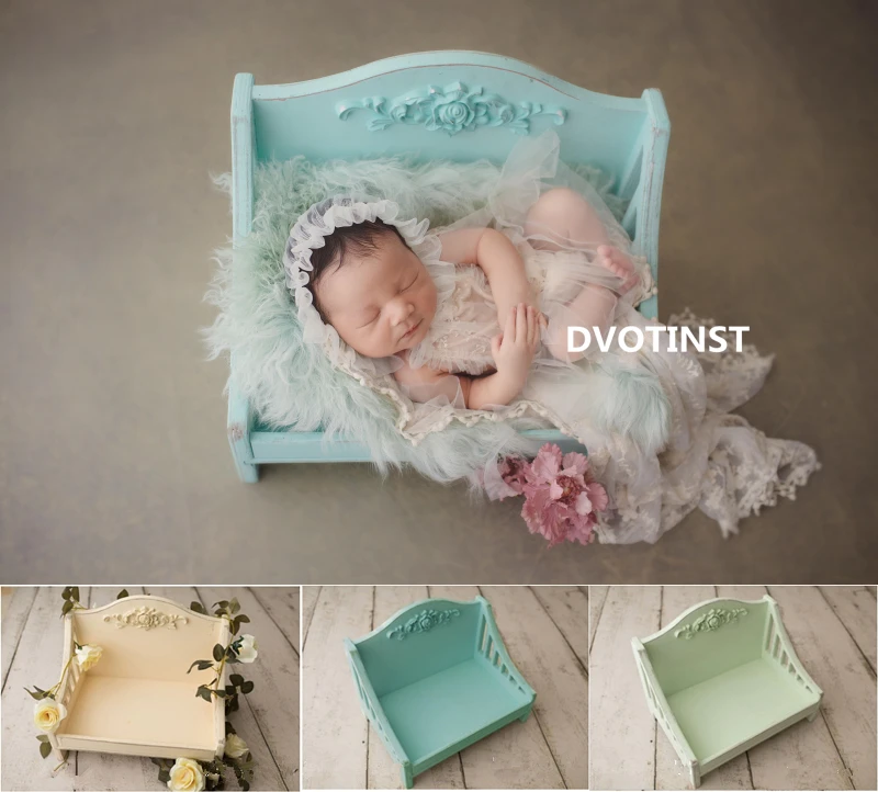 

Dvotinst Newborn Photography Props Baby Posing Basket Cute Mini Wooden Cribs Bed Fotografia Accessorio Studio Shoot Photo Props
