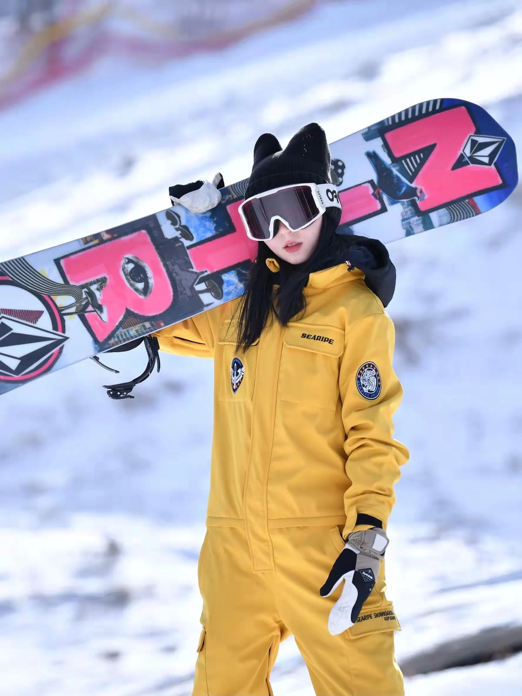 Unisex Hooded Skiing Snowboard Jumpsuit