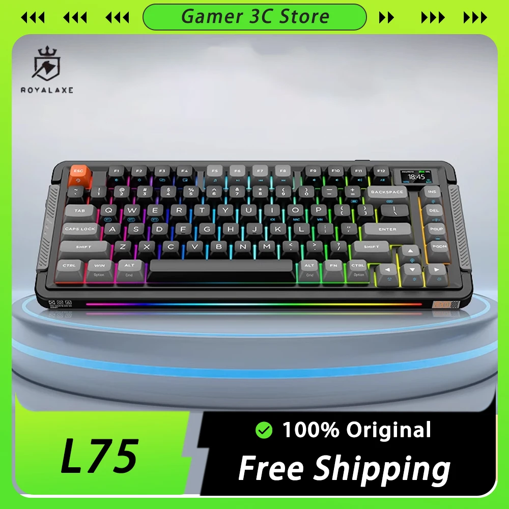 Механическая клавиатура Royal Axe L75, цветной экран TFT, стандартная RGB клавиатура с тремя режимами, Беспроводная игровая клавиатура с прокладкой, для любителей Mac
Механическая клавиатура Royal Axe L75, цветной экран TFT, стандартная RGB клавиатура с тремя режимами, Беспроводная игровая клавиатура с прокладкой, для любителей Mac