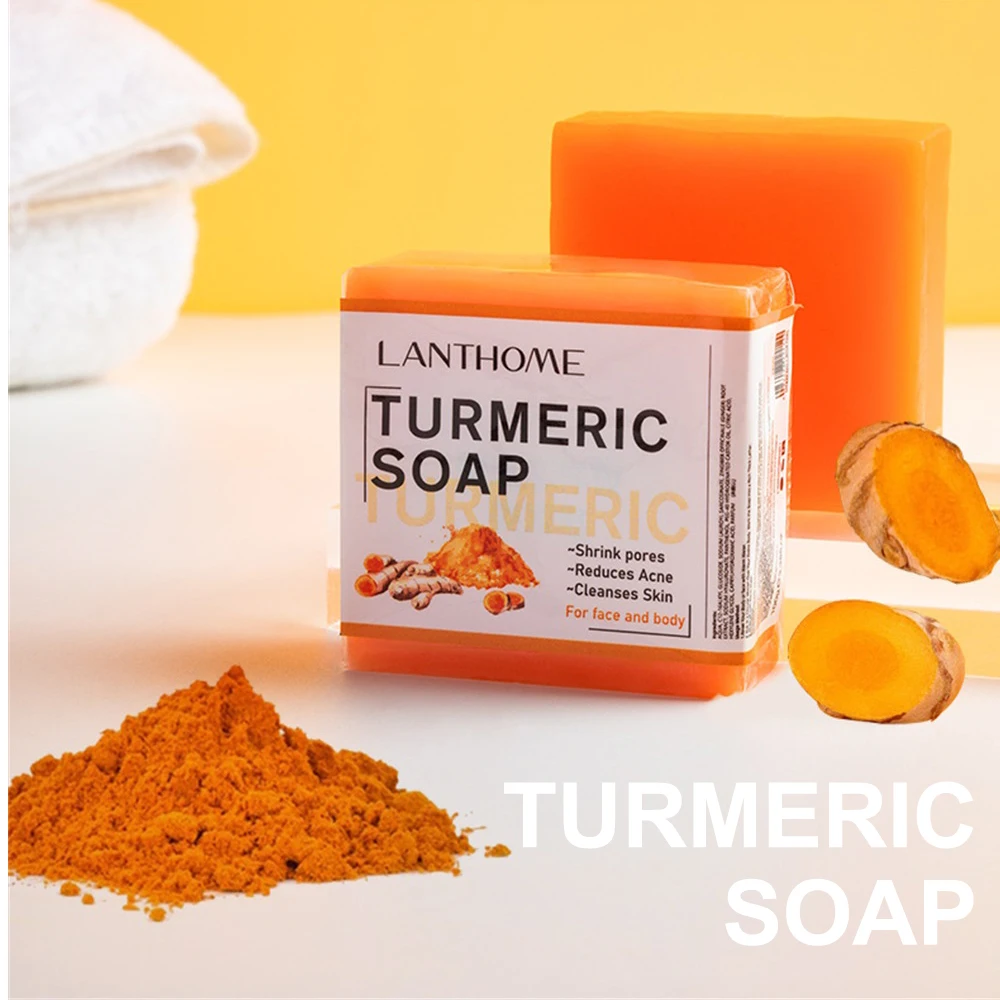 

100g Natural Turmeric Soap Acne Dark Spots Removal Skin Brighten Handmade Soap Face Cleansing Body Bleaching Bath Whitening Soap