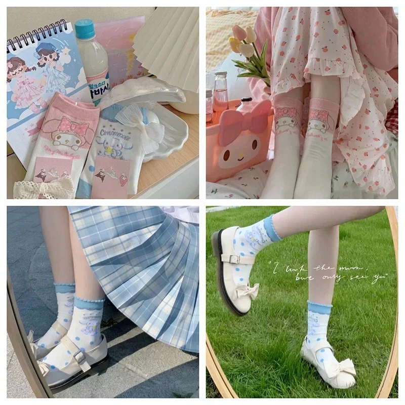 Носки Sanrio Kuromi женские до середины икры, аниме Мультяшные японские четырехсезонные тонкие носки в студенческом стиле для дома и студентов, в стиле колледжа, Cinnamoroll 
Носки Sanrio Kuromi женские до середины икры, аниме Мультяшные японские четырехсезонные тонкие носки в студенческом стиле для дома и студентов, в стиле колледжа, Cinnamoroll