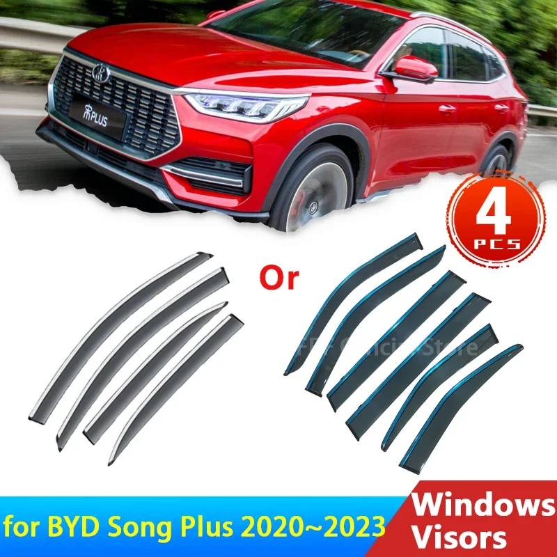 

Дефлекторы для BYD Song Plus EV 2024 2023 2022 2021 аксессуары для боковых окон автомобиля козырек от дождя бровей ветрозащитный козырек 4x