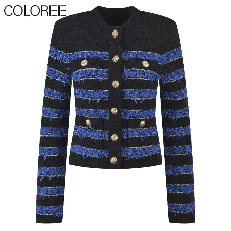 Luxury Lion Buttons Top for Women 2023 Designers Elegant O-neck Long Sleeve Knitted Sweater Mujer Casual Striped Cardigans
Luxury Lion Buttons Top for Women 2023 Designers Elegant O-neck Long Sleeve Knitted Sweater Mujer Casual Striped Cardigans