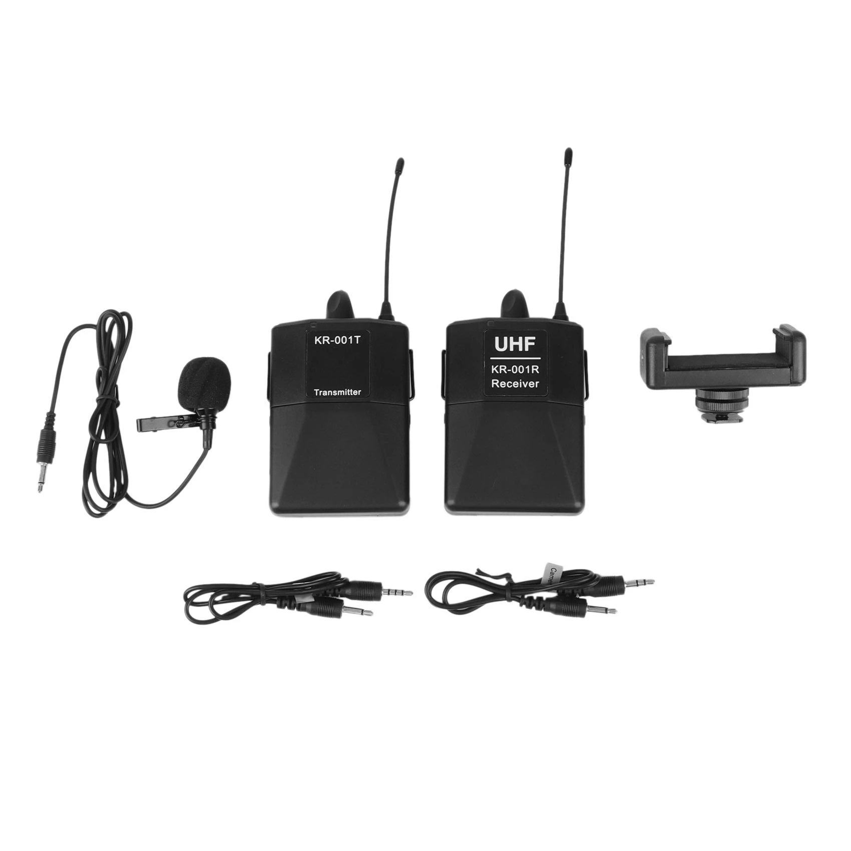 

Audio UHF Wireless Lavalier Microphone with 30 Selectable Channels for DSLR Camera Interview Live Recording, One for One