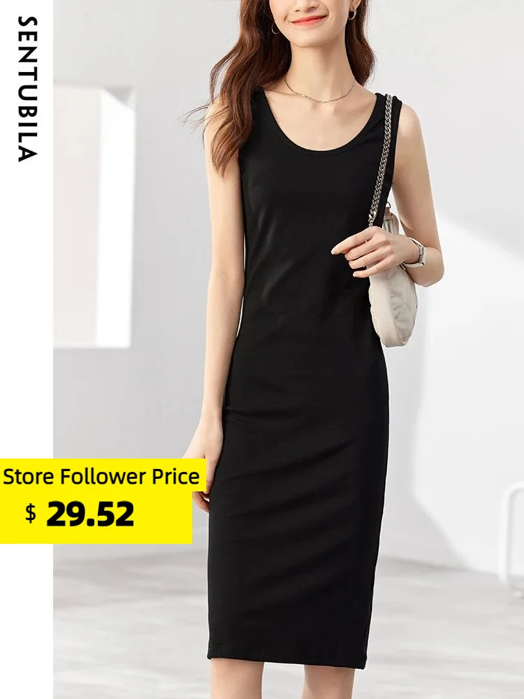 Sentubila Vintage Black Knitted Dress For Women 2023 Summer Fashion Sleevesless Elegant Midi Slim Women Dress Female Clothing
Sentubila Vintage Black Knitted Dress For Women 2023 Summer Fashion Sleevesless Elegant Midi Slim Women Dress Female Clothing