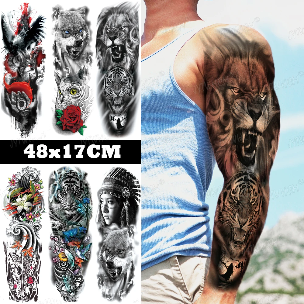 Full Arm Waterproof Temporary Tattoo Sticker Large Fake Sleeve Tattoo Tiger Lion Skull Men Fake Tattoo Body Art Tattoo Women
Full Arm Waterproof Temporary Tattoo Sticker Large Fake Sleeve Tattoo Tiger Lion Skull Men Fake Tattoo Body Art Tattoo Women