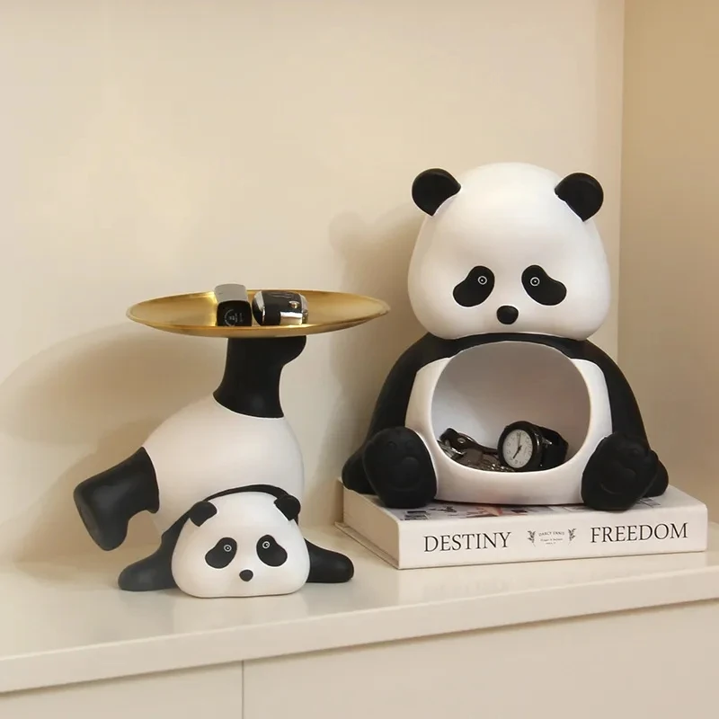 

Cute Panda Entrance Closet Key Storage Ornaments Standing Living Room Shoe Cabinet Home Decorations Movable Gifts Home Decor