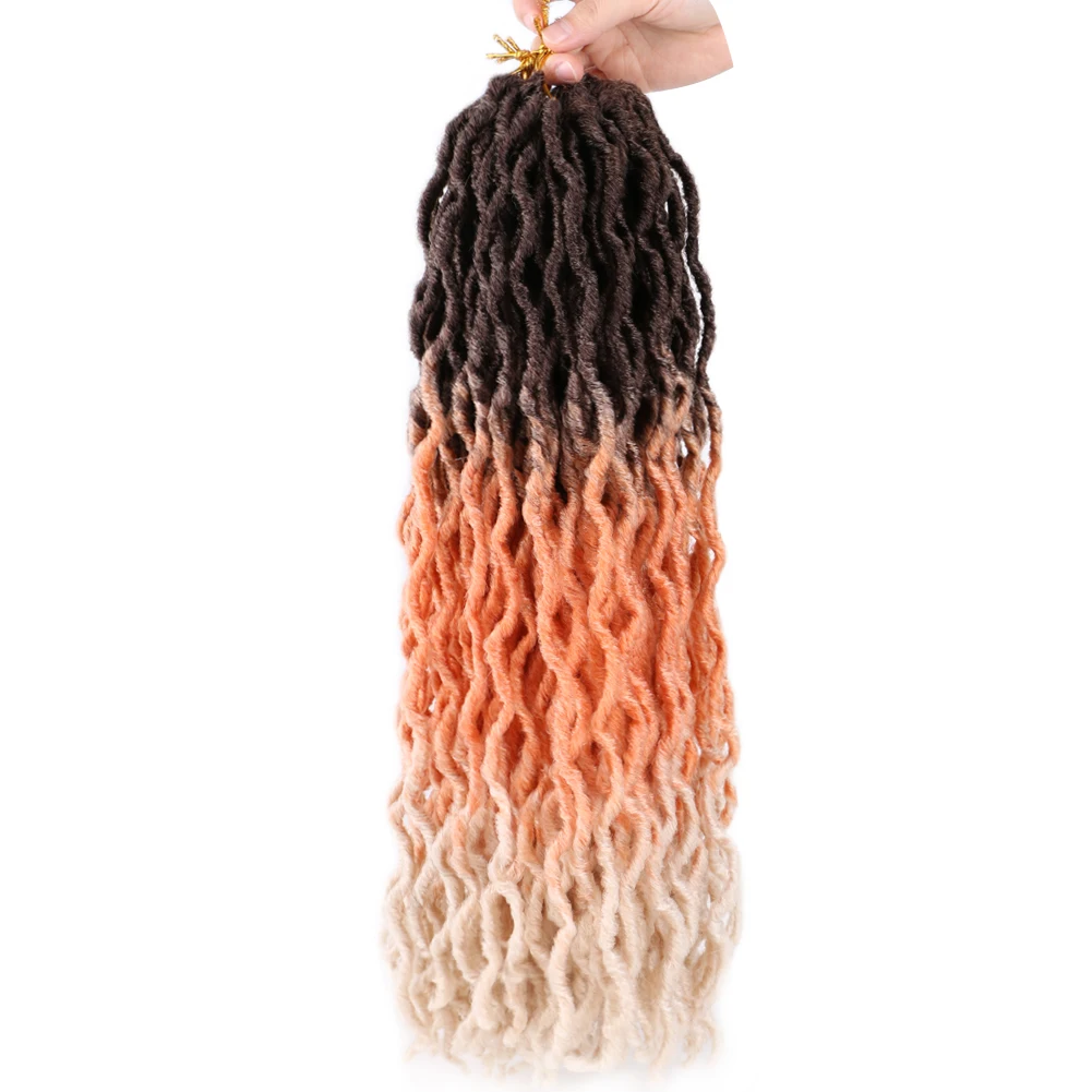 

18 Strands 18 Inch Gypsy Locs Synthetic Goddess Faux locs Soft Braids Dreadlocks Curly Crochet Braiding Hair for Black Women
