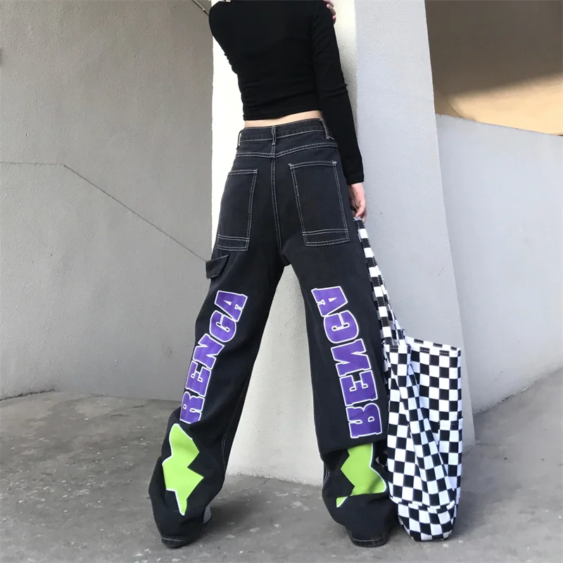 Women Cargo Pants Loose Low Waist Trousers Wide Leg Baggy Jeans Harajuku Streetwear Punk Fashion Print Straight Black Trousers
Women Cargo Pants Loose Low Waist Trousers Wide Leg Baggy Jeans Harajuku Streetwear Punk Fashion Print Straight Black Trousers
