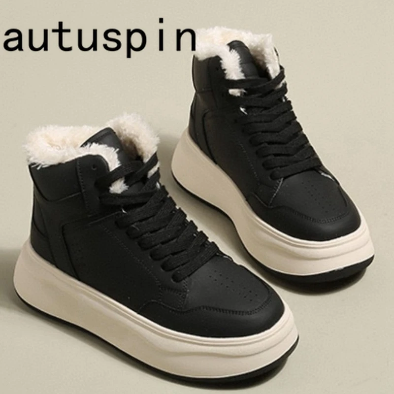 AUTUSPIN Winter High Top Sneakers Fashion Warm Plush Casual Sports Vulcanized Shoes Female Flat Platforms Lace-up Sneaker Woman
AUTUSPIN Winter High Top Sneakers Fashion Warm Plush Casual Sports Vulcanized Shoes Female Flat Platforms Lace-up Sneaker Woman
