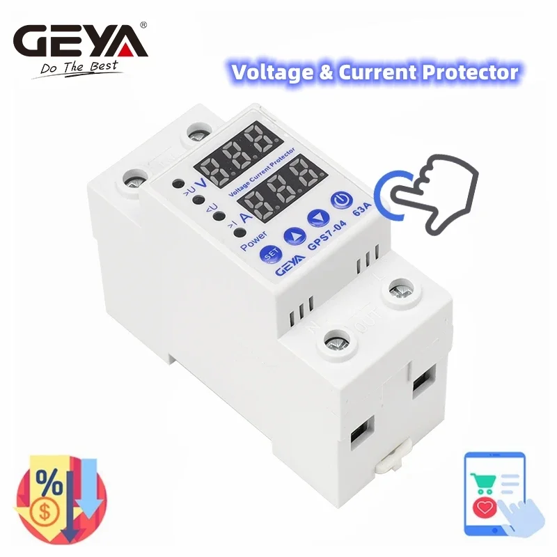 GEYA GPS7-04 Dual Display 40A 63A 230V Din Rail Adjustable digital Over Under Voltage Relay Limit Over Current Protection
GEYA GPS7-04 Dual Display 40A 63A 230V Din Rail Adjustable digital Over Under Voltage Relay Limit Over Current Protection