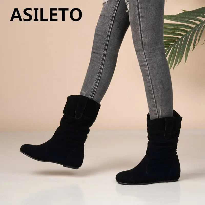 ASILETO Design Female Ankle Boots Flock Round Toe Wedges Slip On Pleated Plus Size 45 46 47 48 Leisure Daily Booties for Women
ASILETO Design Female Ankle Boots Flock Round Toe Wedges Slip On Pleated Plus Size 45 46 47 48 Leisure Daily Booties for Women