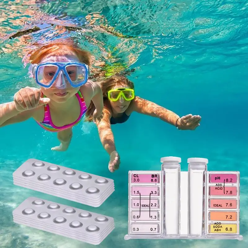 

Water Test Tablets Swimming Pool Water Test Strips Hot Tub Test Strips 100pcs For PH Chlorine Hardness Alkalinity Cyanuric Acid